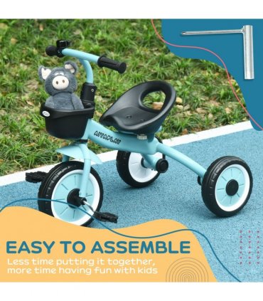 AIYAPLAY Trike with Adjustable Seat Basket Kids Tricycle for 2-5 Years Old Blue