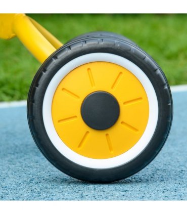 Kids Tricycle Yellow 10" front 8" rear EVA wheels Adjustable Seat Basket