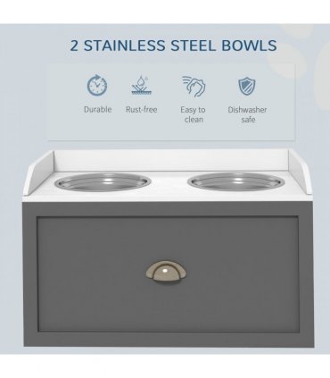 PawHut Stainless Steel Raised Dog Bowl with 21L Storage Drawer, for Large Dogs