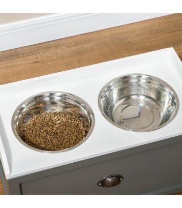 PawHut Stainless Steel Raised Dog Bowl with 21L Storage Drawer, for Large Dogs