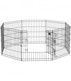 PawHut 24" Pet Dog Playpen, Puppy Cage, Eight-Panel Metal Fence, Run, Garden