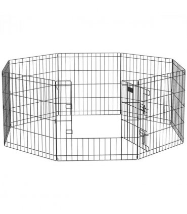 PawHut 24" Pet Dog Playpen, Puppy Cage, Eight-Panel Metal Fence, Run, Garden