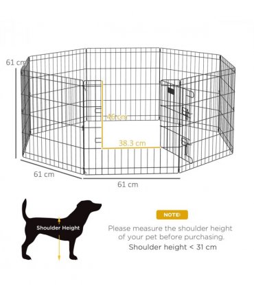 PawHut 24" Pet Dog Playpen, Puppy Cage, Eight-Panel Metal Fence, Run, Garden
