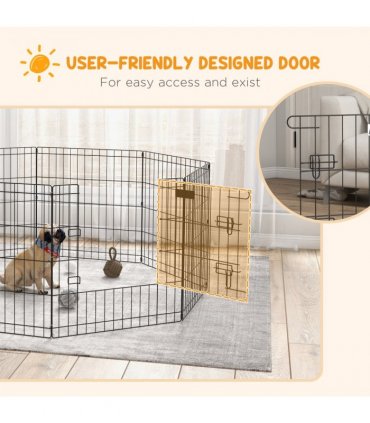 PawHut 24" Pet Dog Playpen, Puppy Cage, Eight-Panel Metal Fence, Run, Garden