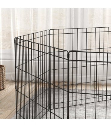 PawHut 24" Pet Dog Playpen, Puppy Cage, Eight-Panel Metal Fence, Run, Garden