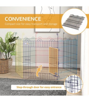 Metal Playpen for Small Pets, Multi-Colored, 665L x 3W x 60H cm, Easy Assembly