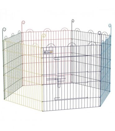 Metal Playpen for Small Pets, Multi-Colored, 665L x 3W x 60H cm, Easy Assembly