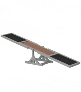 Pet Seesaw grey 180L x 30W x 30H cm Wooden for Big Dogs with Anti-Slip Surface
