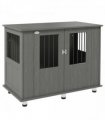 PawHut Dog Crate Kennel Cage for Medium Large Dog, Indoor End Table, Grey