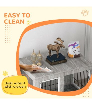 PawHut Dog Crate Furniture, Dog Crate End Table with Soft Cushion, Double Door