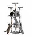 Cat Tree Grey Plush Cloth 50L x 50W x 170H cm Solid Particle Board Sisal Rope