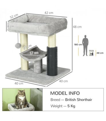 Cat Tree Tower with Scratching Posts, Bed, Perch, Self Groomer, Toy