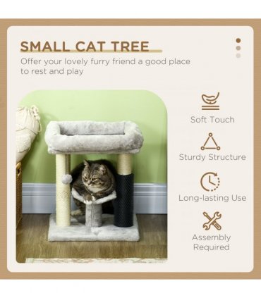 Cat Tree Tower with Scratching Posts, Bed, Perch, Self Groomer, Toy