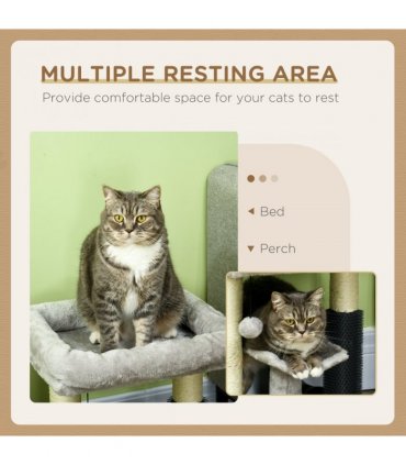 Cat Tree Tower with Scratching Posts, Bed, Perch, Self Groomer, Toy