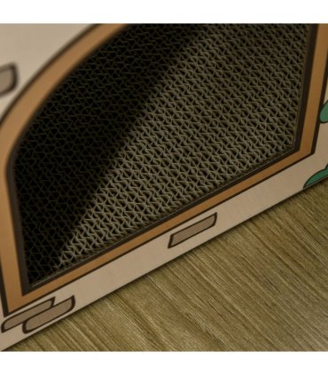PawHut Cardboard Cat House, Recyclable Corrugate Scratcher for Indoor Cats