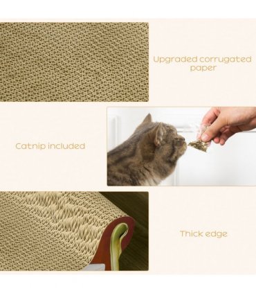 PawHut Cat Scratching Board, Cardboard Lounge Sofa with Catnip, 58 x 29.5 x 29cm