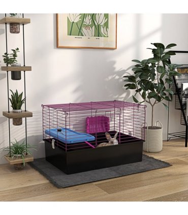 PawHut Small Animal Cage, Rabbit Guinea Pig Hutch, Pet Playhouse