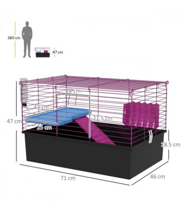 PawHut Small Animal Cage, Rabbit Guinea Pig Hutch, Pet Playhouse