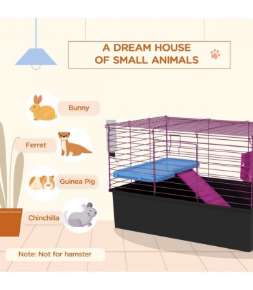 PawHut Small Animal Cage, Rabbit Guinea Pig Hutch, Pet Playhouse