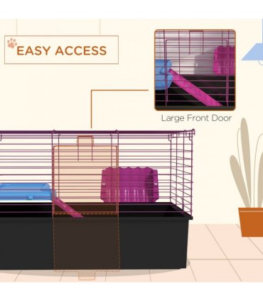 PawHut Small Animal Cage, Rabbit Guinea Pig Hutch, Pet Playhouse