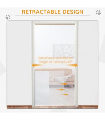 PawHut Retractable Pet Safety Gate, Folding Stair Barrier, Guard Door - White
