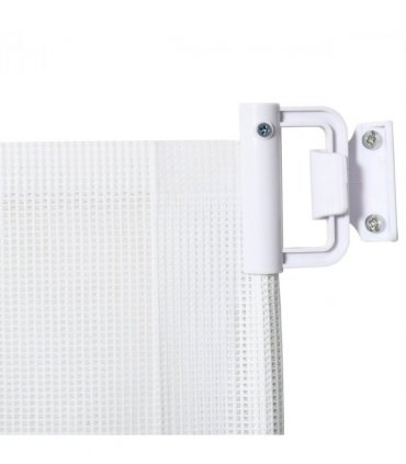 PawHut Retractable Pet Safety Gate, Folding Stair Barrier, Guard Door - White