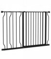 PawHut Dog Gate Wide Stair Gate with Door Pressure Fit, 75-115W cm, Black