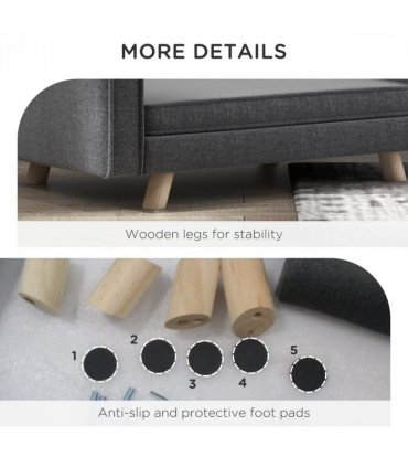 PawHut Elevated Dog Sofa Bed with Cushion for Medium and Small Dogs, Grey