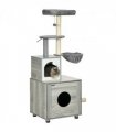 PawHut Cat Litter Box Enclosure, with Cat House, Bed, Scratching Posts, Platform