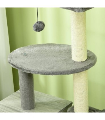 PawHut Cat Litter Box Enclosure, with Cat House, Bed, Scratching Posts, Platform