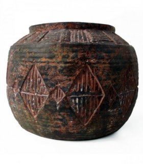 Planter Black, Brown 27cm x 36cm Aztec Diamond Large Fibreglass Composite