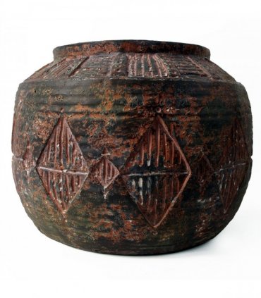 Planter Black, Brown 27cm x 36cm Aztec Diamond Large Fibreglass Composite
