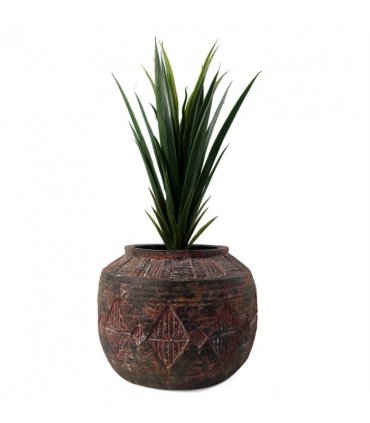 Planter Black, Brown 27cm x 36cm Aztec Diamond Large Fibreglass Composite