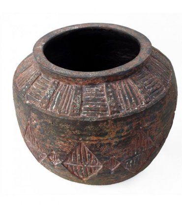 Planter Black, Brown 27cm x 36cm Aztec Diamond Large Fibreglass Composite