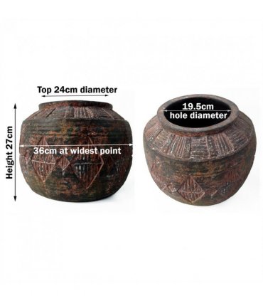 Planter Black, Brown 27cm x 36cm Aztec Diamond Large Fibreglass Composite