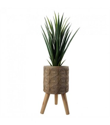 Composite Large Planter Brown, Grey Fibreglass 40cm x 21.5cm Rustic Finish