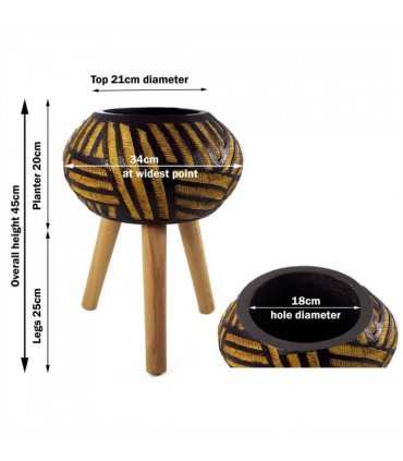 Planter Brown Yellow 45cm Fibreglass Composite Oval Large Rustic Style Indoor