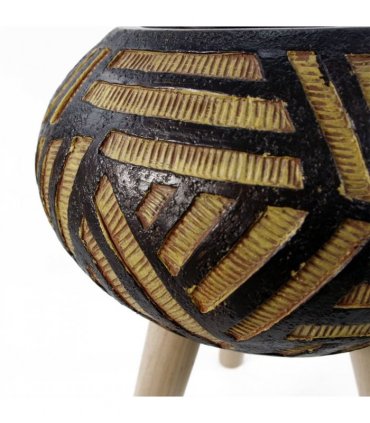 Planter Brown Yellow 45cm Fibreglass Composite Oval Large Rustic Style Indoor