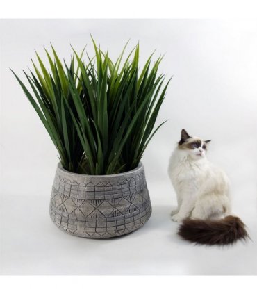Planter Grey 22cm x 37cm Large Fibreglass Composite Rustic Style Indoor Use