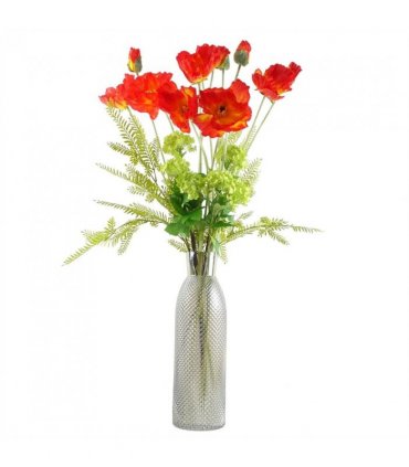 Pack of 6 x 100cm Artificial Poppy Stem - 2 Flowers