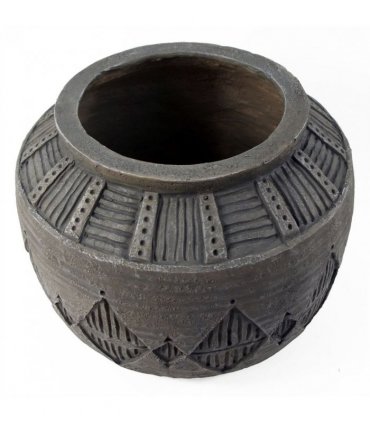 Planter Grey 26cm x 36cm Large Fibreglass Composite Hand Finished Rustic Style