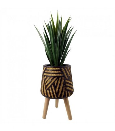 Planter Brown Yellow Fibreglass Composite 45cm x 28cm Rustic Style