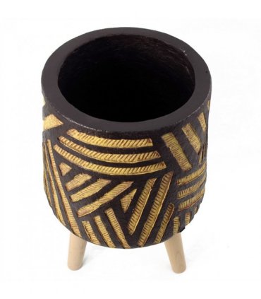Planter Brown Yellow Fibreglass Composite 45cm x 28cm Rustic Style