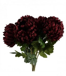 Artificial Flowers Pack of 6 x Red Extra Large Reflex Chrysanthemum 75cm Silk