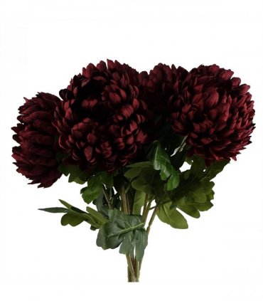 Artificial Flowers Pack of 6 x Red Extra Large Reflex Chrysanthemum 75cm Silk