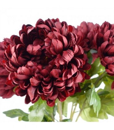Artificial Flowers Pack of 6 x Red Extra Large Reflex Chrysanthemum 75cm Silk