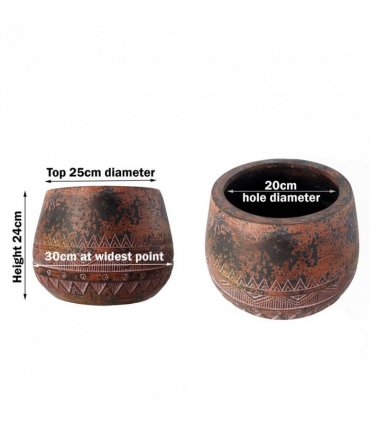 24cm x 30cm Large Zaturn Planter Brown / Black