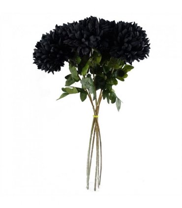 Silk Black 75cm Pack of 6 x 75cm Extra Large Reflex Chrysanthemum - Black