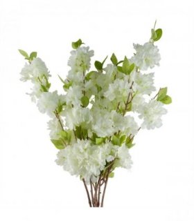 Pack of 6 x 100cm White Artificial Blossom Stem