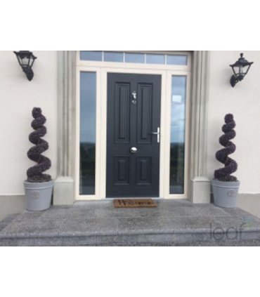 Topiary Trees Large Leaf Spiral 120cm Green Pair with Decorative Planters